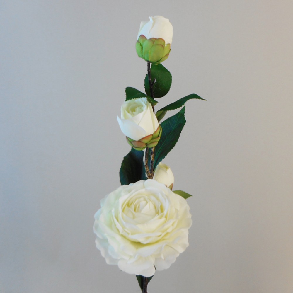 Artificial Camellias Cream 58cm Artificial Flowers